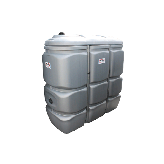 Citerne fuel double paroi en plastique PEHD sans odeur, 1500 litres Grise avec limiteur de remplissage 2"  