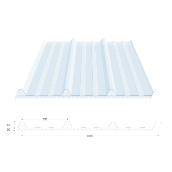 Tôle translucide polycarbonate double-peau - 4,1 m  