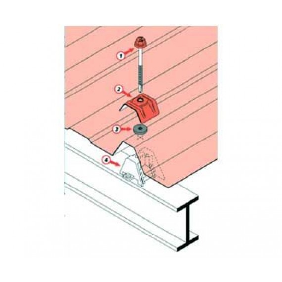 Kit fixation charpente métallique, bleu ardoise RAL5008, par vis autoforante, 100 pièces  